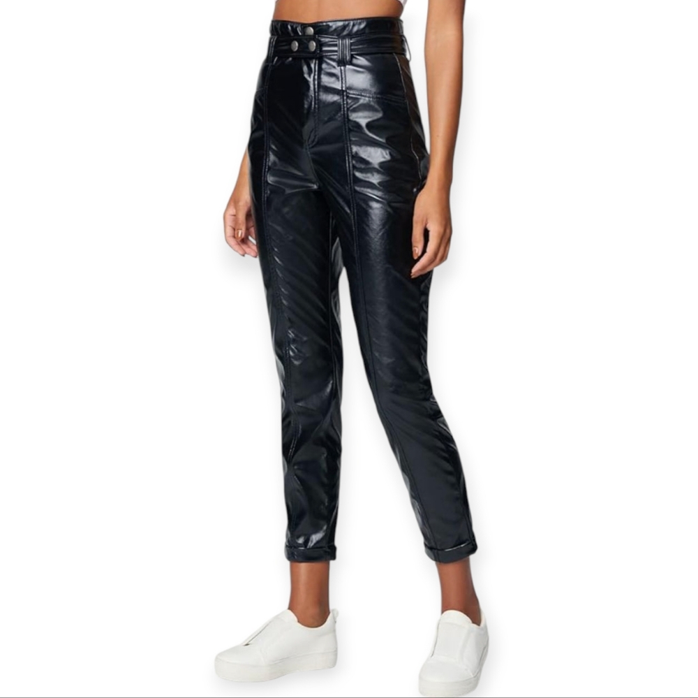 BlankNYC Black Vegan Faux Leather Skinny Pants Jeans High Rise Size 25 NWT